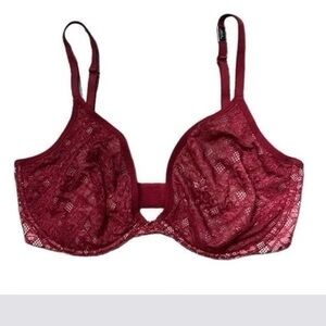 Victoria's Secret Lace Bra - Burgundy and Beige 36C bundle of 4! Unlined plunge